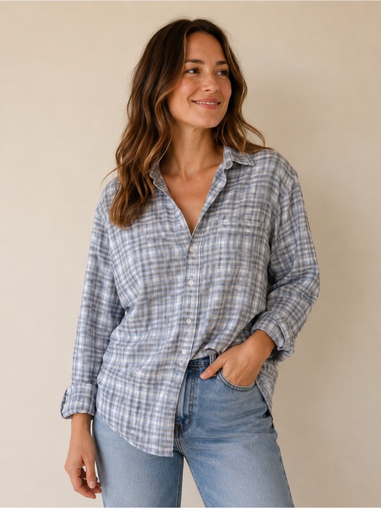 Frank & Eileen Tops - Like New! Frank & Eileen “Eileen” Button Up Shirt Flannel Grey Blue Plaid Medium